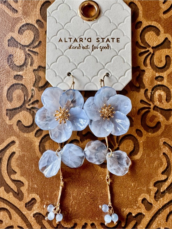 Altar'd State Jewelry - Altar'd State Light Blue Floral Dangle Earrings